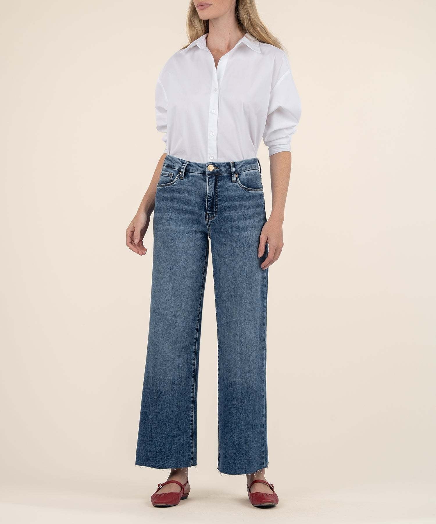 Meg High Rise Fab Ab Wide Leg Raw Hem - Image 6