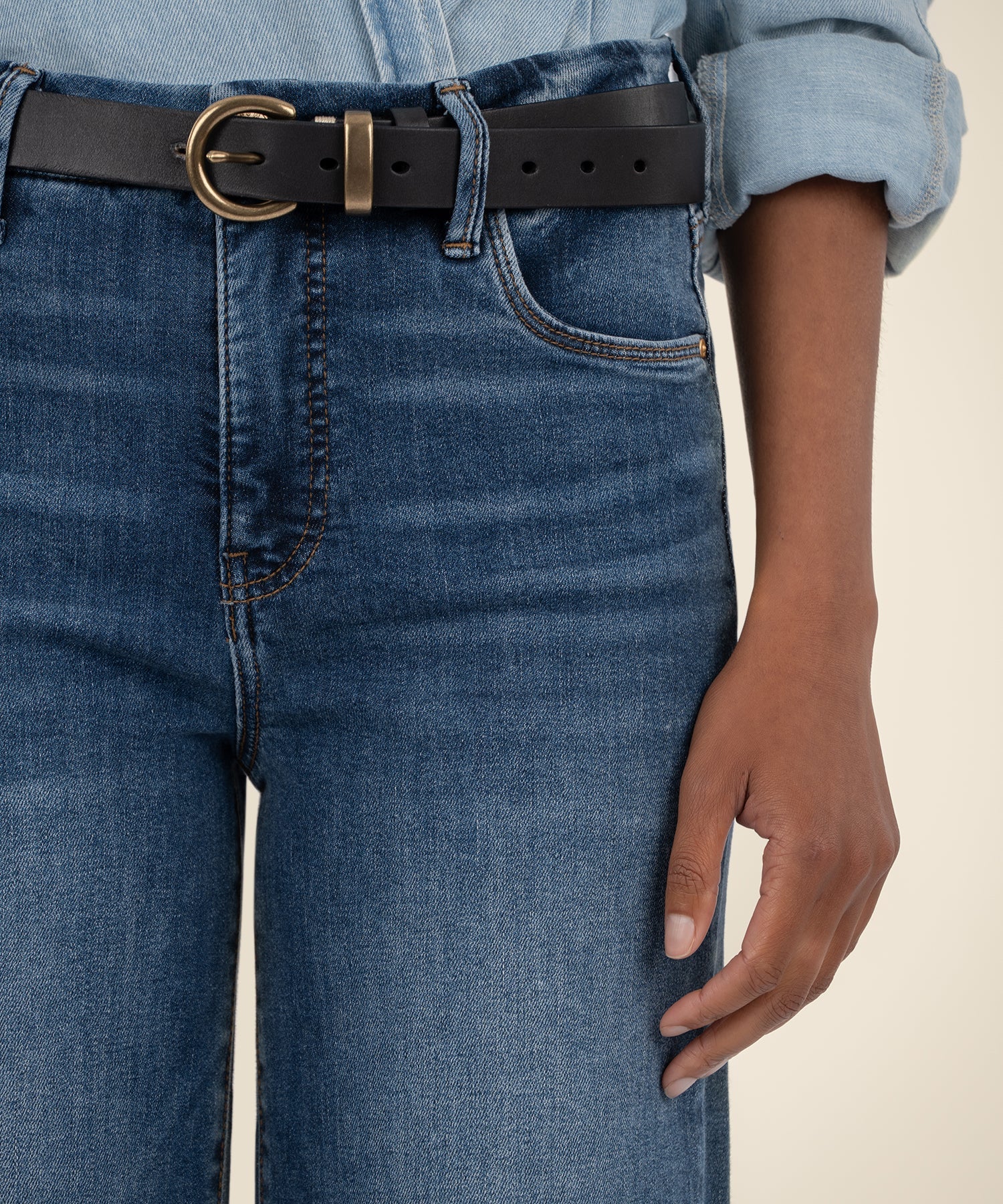 Meg High Rise Fab Ab Wide Leg Raw Hem, Long - Image 4