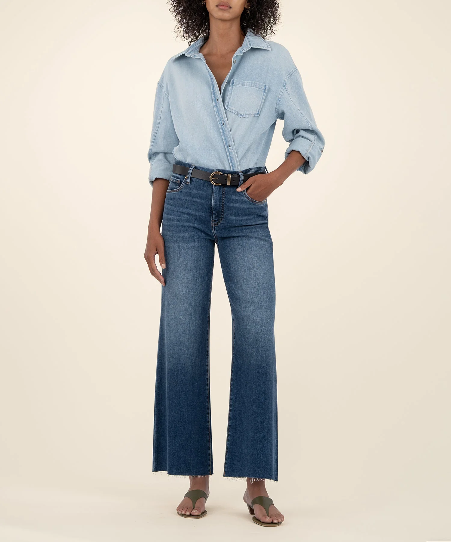 Meg High Rise Fab Ab Wide Leg Raw Hem, Long - Image 9