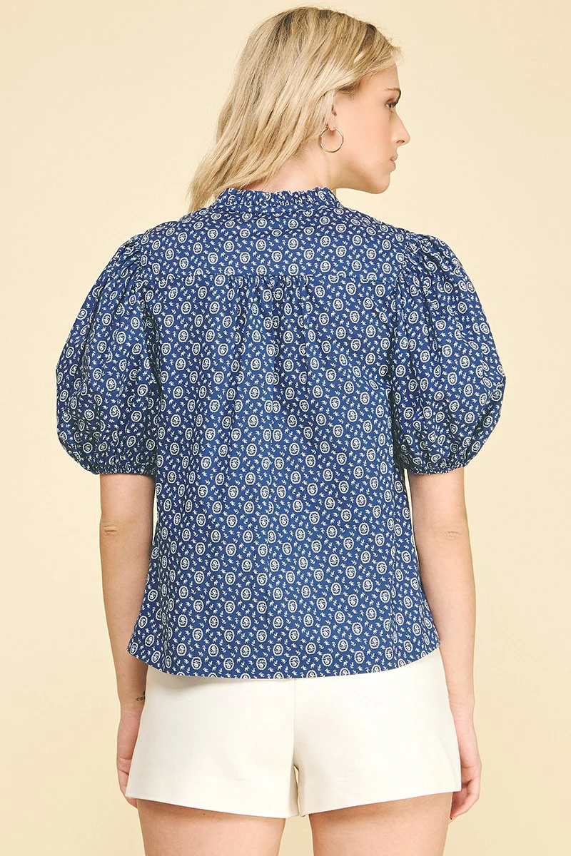 Megan Floral Print Button Down Blouse Top - Image 3