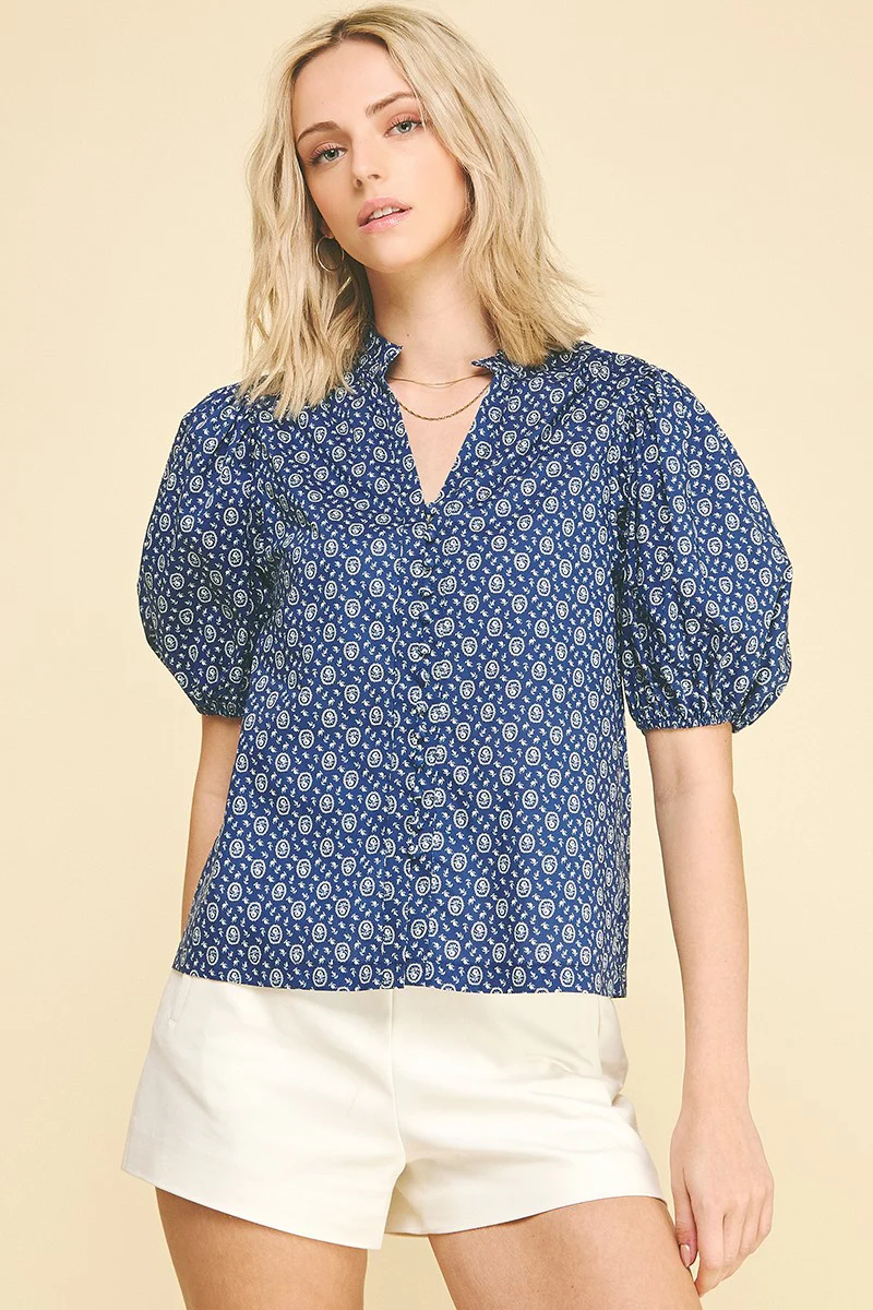 Megan Floral Print Button Down Blouse Top - Image 5