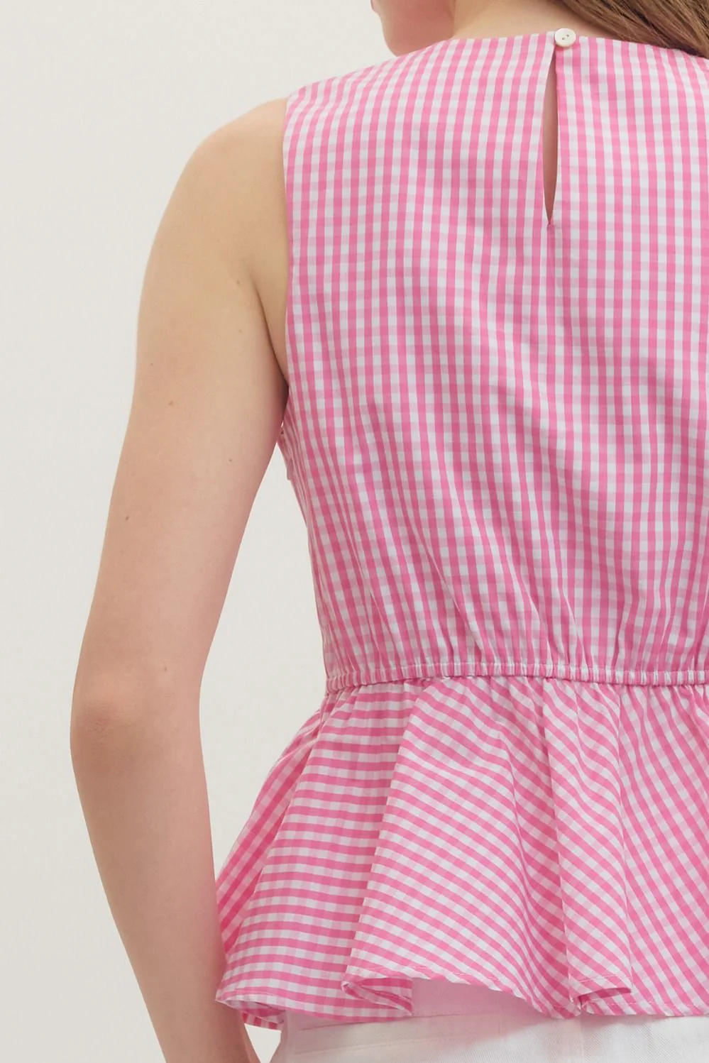 Megan Gingham Sleeveless Peplum Top - Image 5