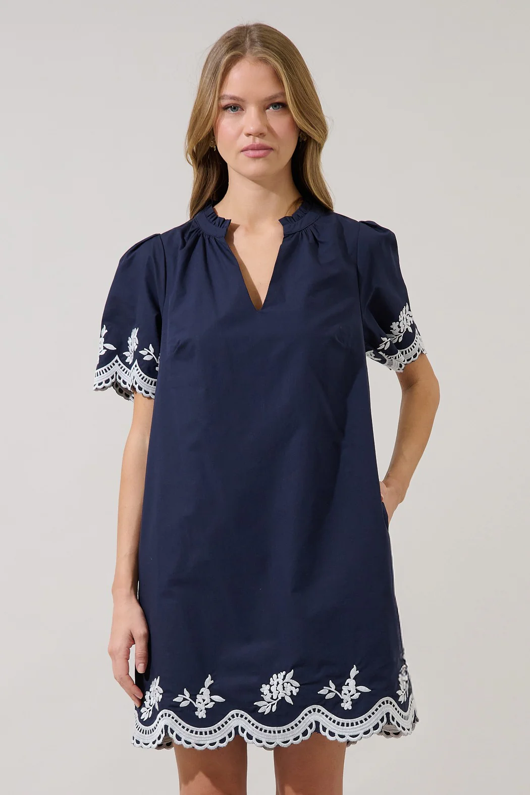Melania Embroidered Shift Mini Dress - Image 2