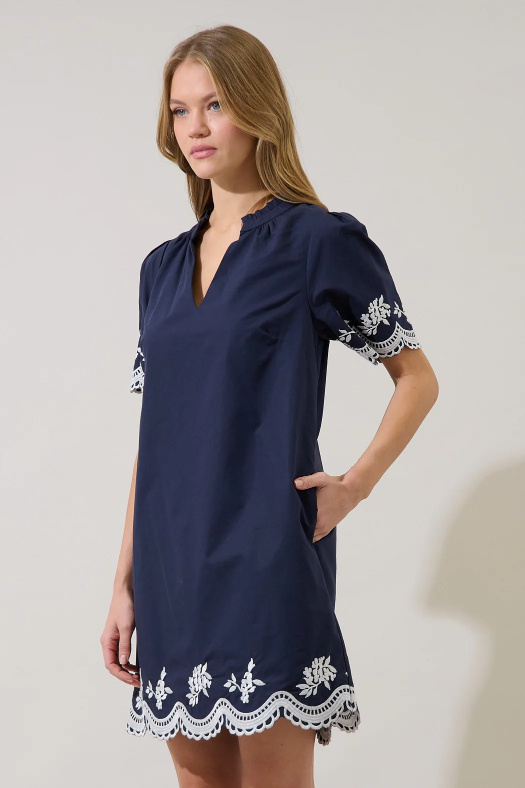 Melania Embroidered Shift Mini Dress - Image 3