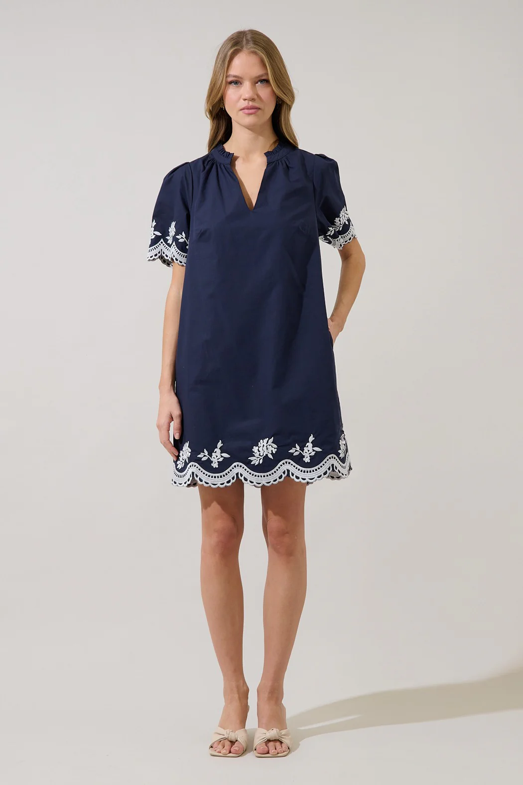 Melania Embroidered Shift Mini Dress - Image 6