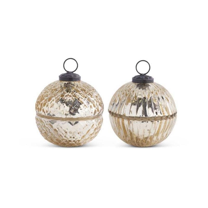 Mercury Glass Gold Ornament Candle Diamond Cranberry Spice