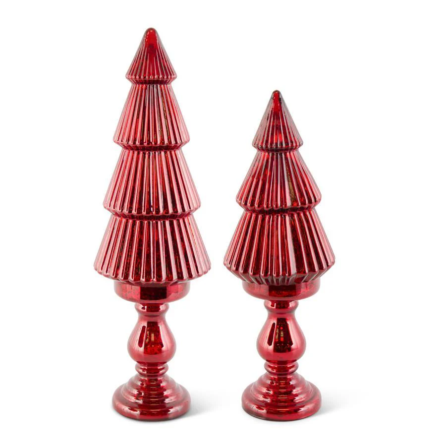 Mercury Glass LED Trees on Pedestals - Image 3