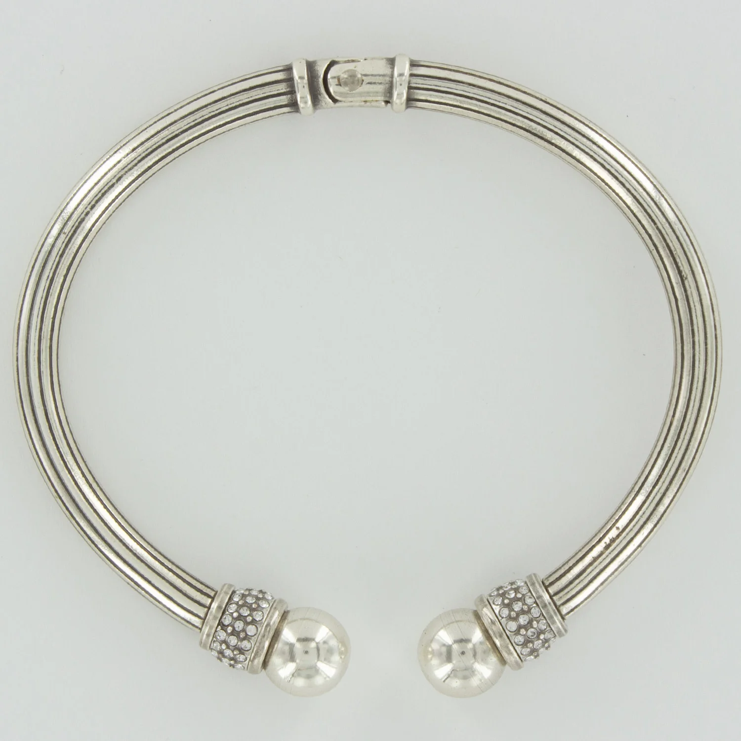 Meridian Open Hinged Bangle - Silver