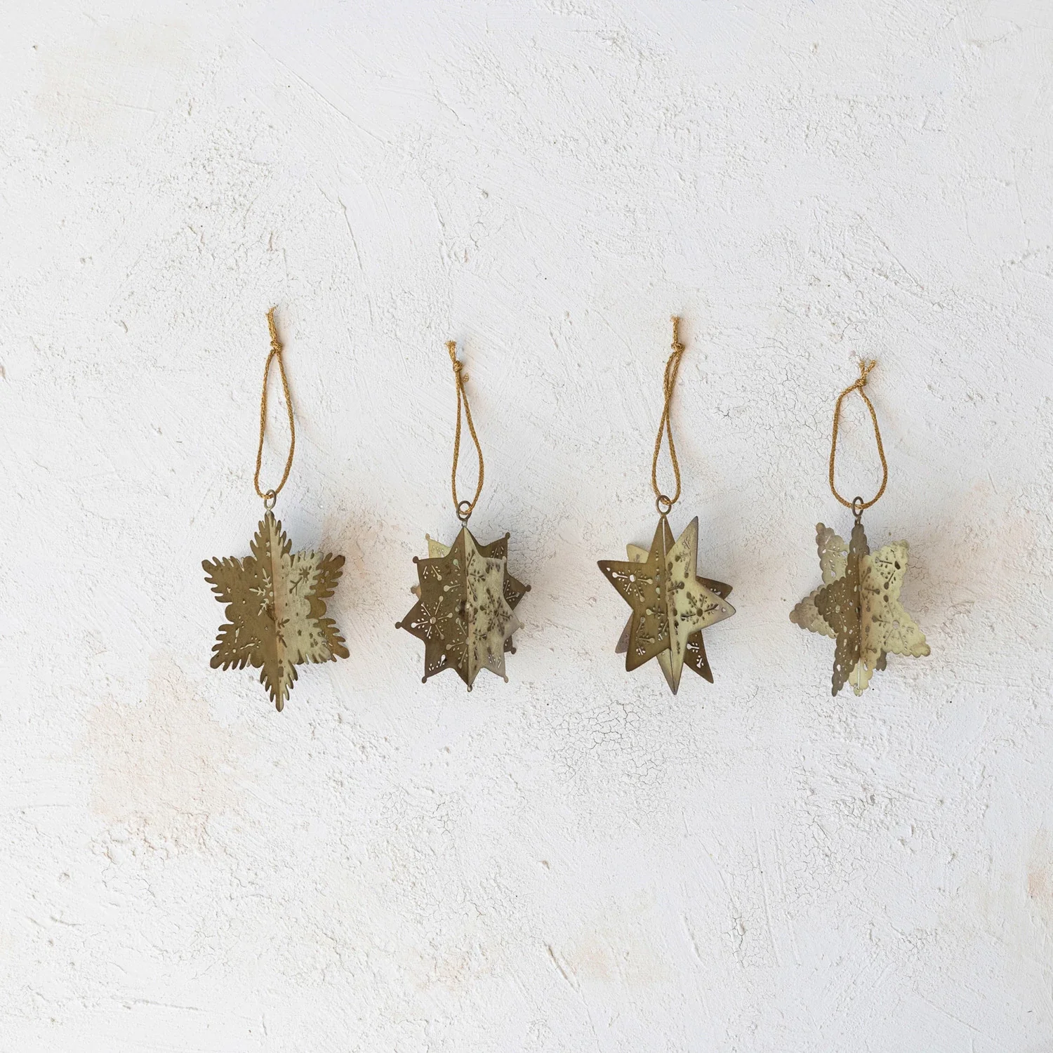 Metal 3D Snowflake Ornament With Cut-Outs, Antique Gold Finish - Image 2