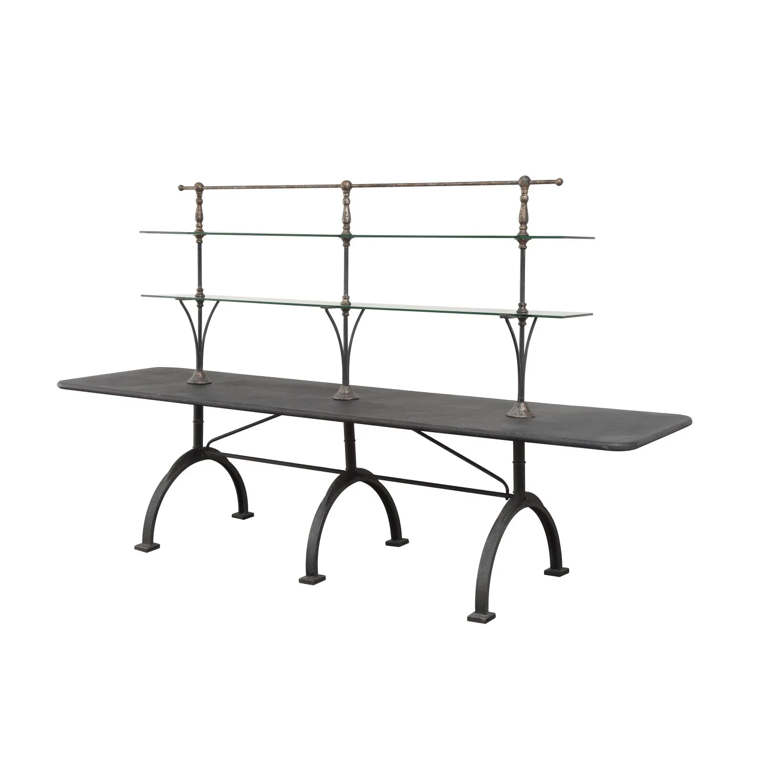 Metal Bakery Table Glass Shelves KD - Image 2