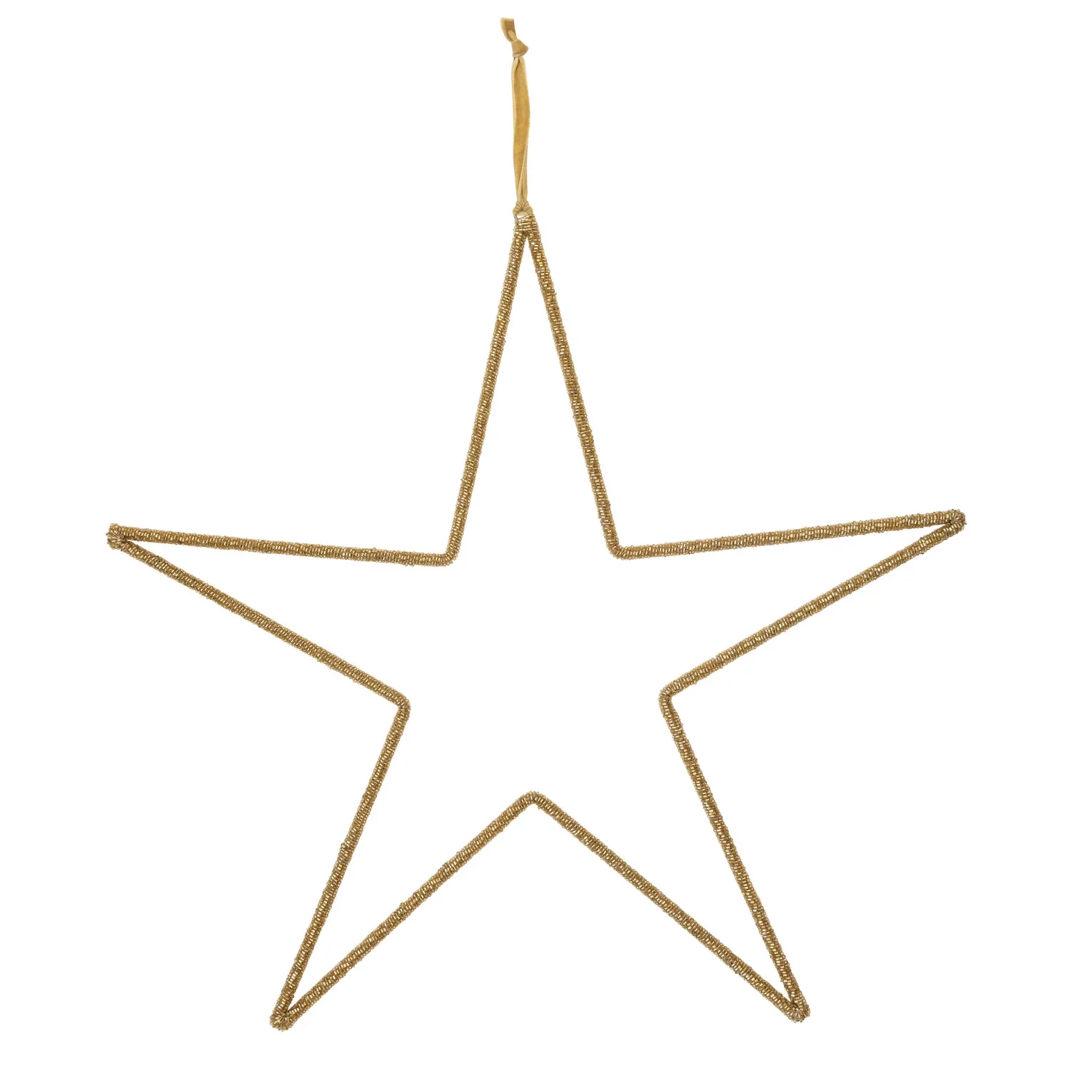 Metal/Glass Bead Star Cotton Velvet Ribbon - Gold Finish