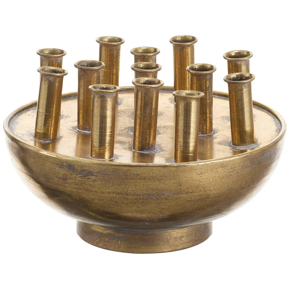 Metal Tulip Vase  Gold Antique - Image 3