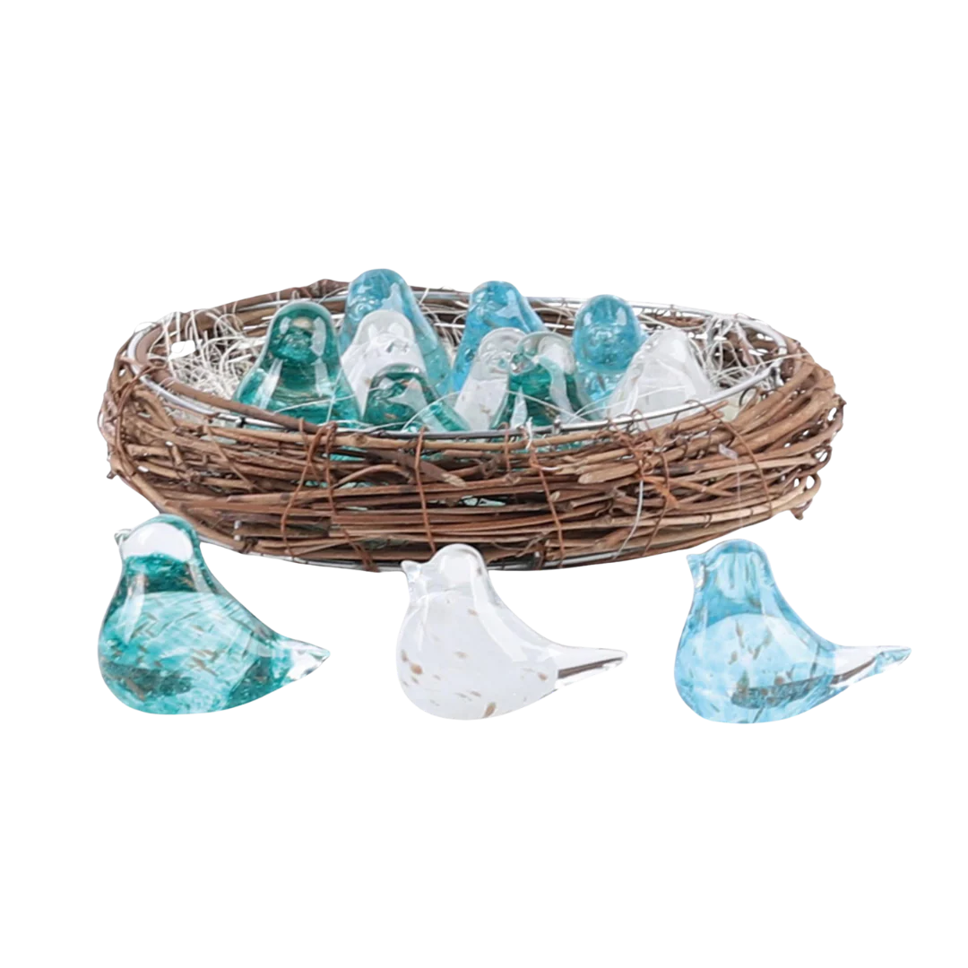 Mini Glass Blue Hue Birds