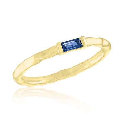 Mini Montana Blue Baguette Gold Layers Ring - Image 2