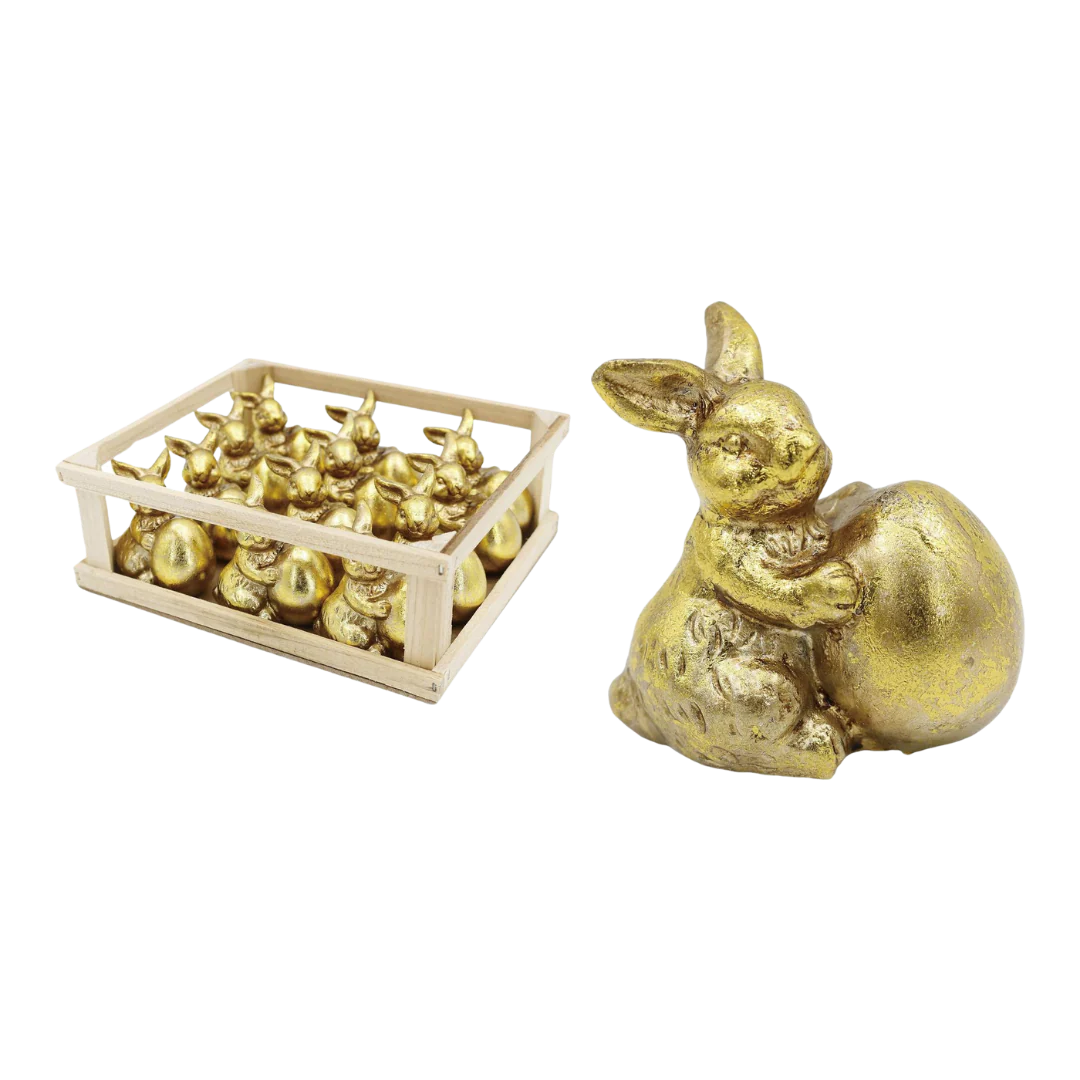 Mini Res Gold Bunny W/ Egg - Sold Individually
