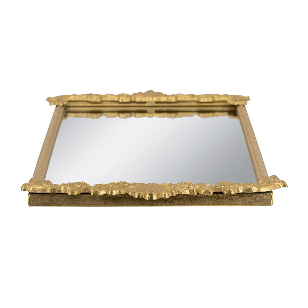 Mirror Tray w/ Gold Frame & Intricate Floral - Image 2