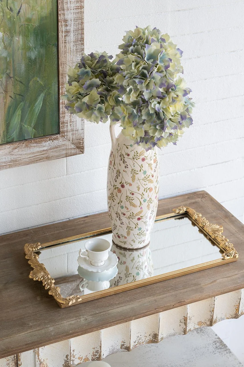 Mirror Tray w/ Gold Frame & Intricate Floral - Image 6