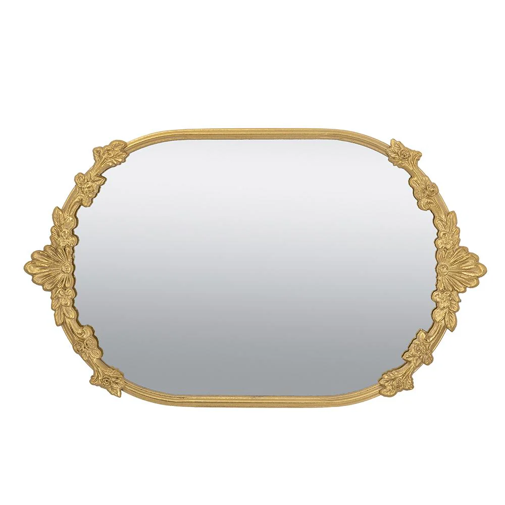 Mirror Tray with Gold Iron Frame Intricate Floral - Image 2