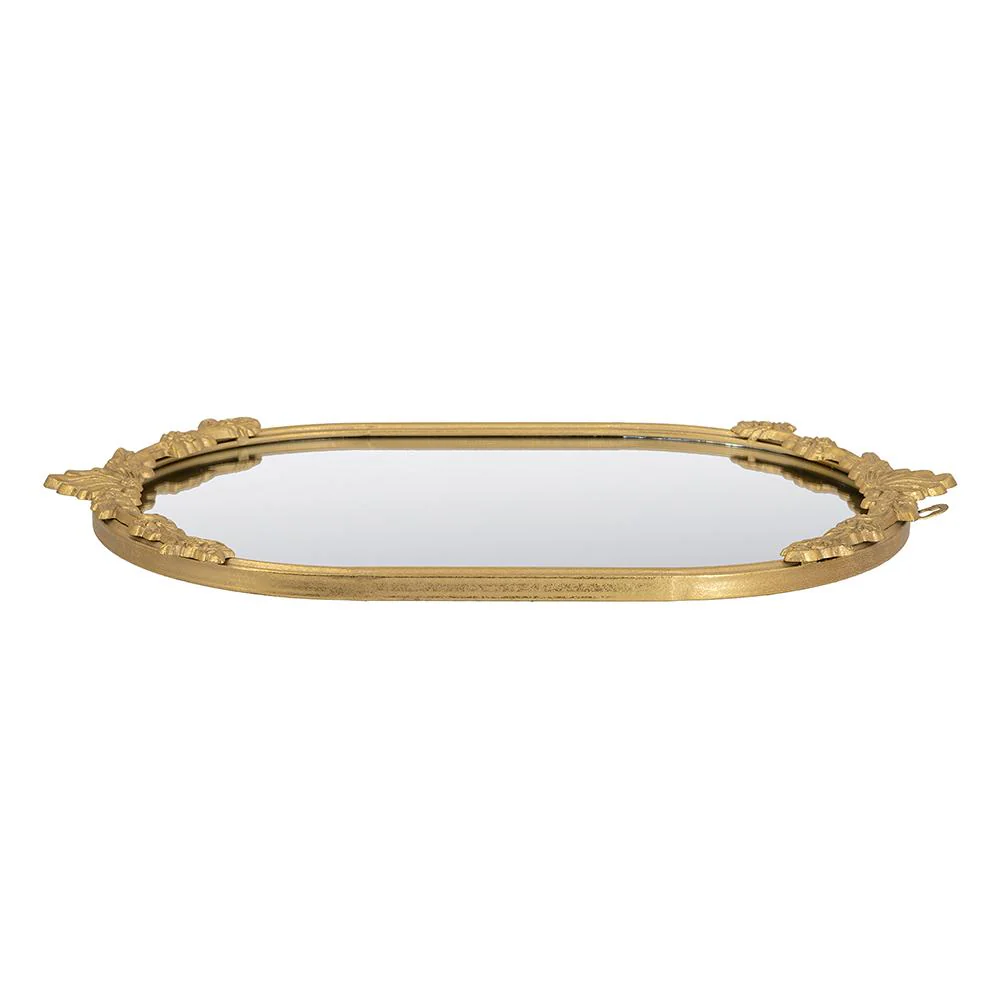 Mirror Tray with Gold Iron Frame Intricate Floral - Image 3