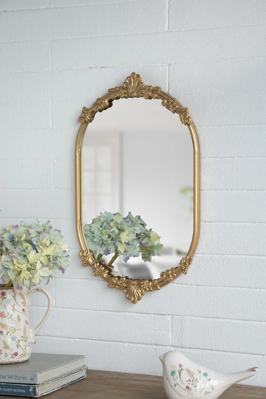 Mirror Tray with Gold Iron Frame Intricate Floral - Image 5