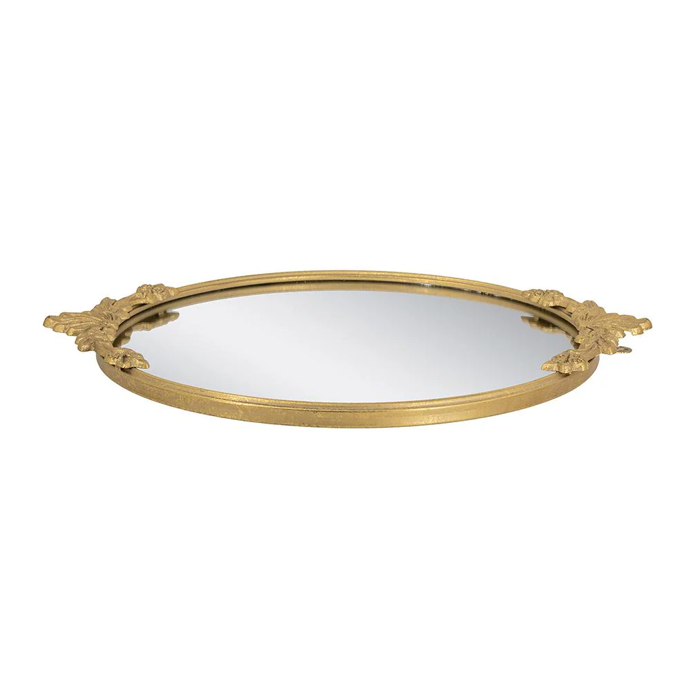 Mirror Tray with Gold Iron Frame & Intricate Floral - Image 3