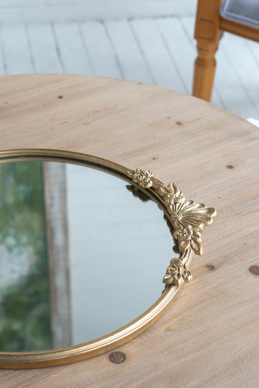 Mirror Tray with Gold Iron Frame & Intricate Floral - Image 5