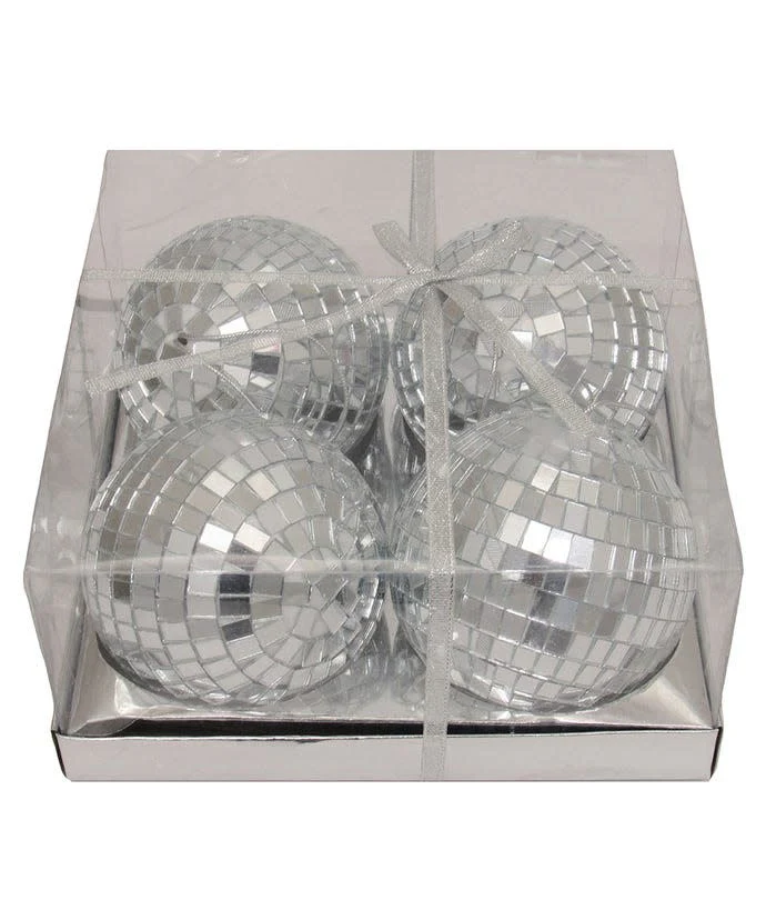 Mirrored Disco Ball Glass Ornament - Sold as a Set