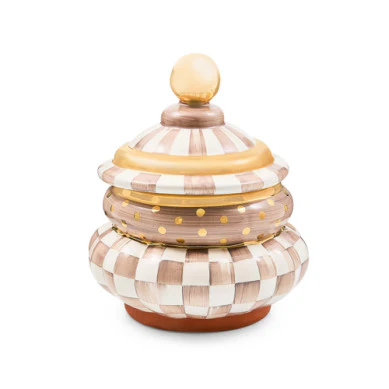 Mocha Check Ceramic Groovy Canister