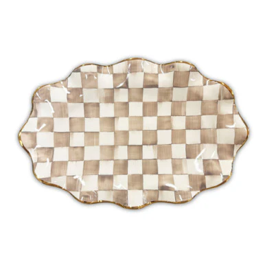 Mocha Check Ceramic Serving Platter