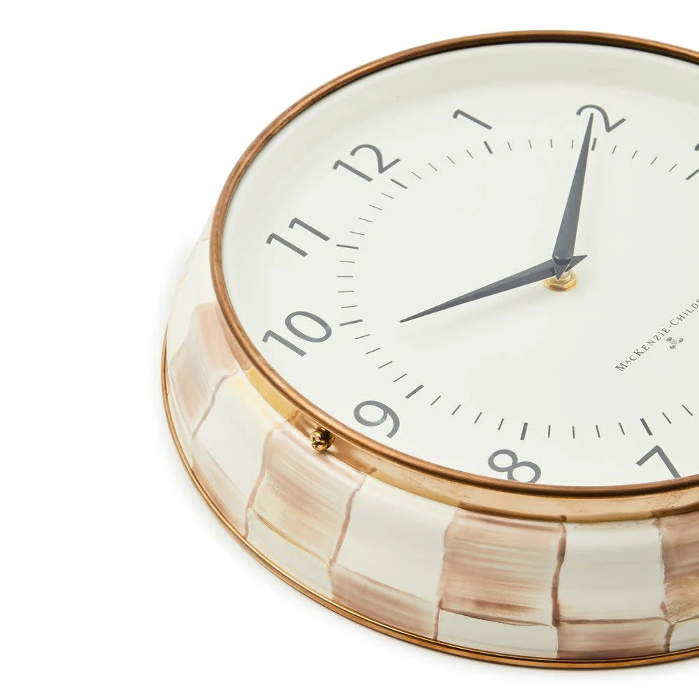 Mocha Check School Wall Clock - Image 2