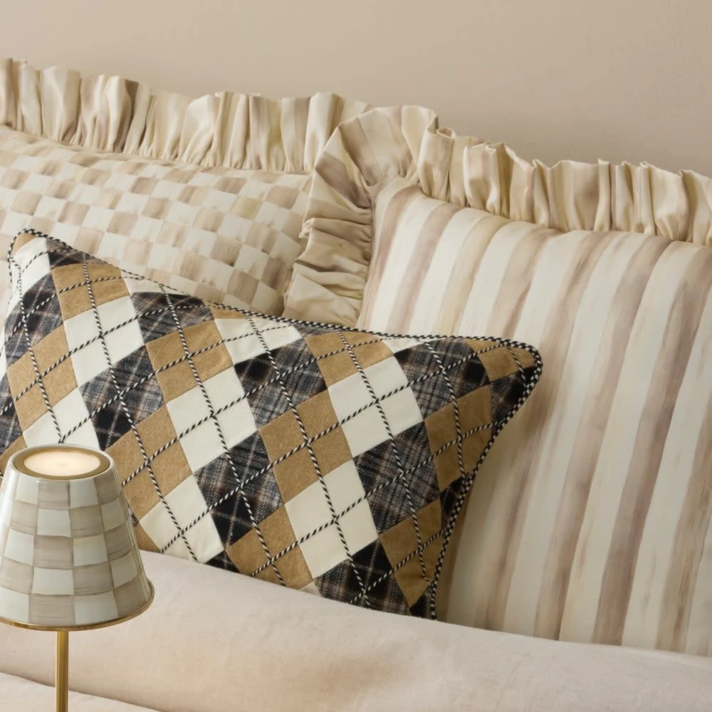 Mocha Stripe Throw Pillow with Ruffle - Image 3