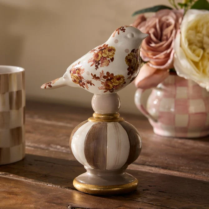 Mocha Wild Rose Bird Topiaries - Sold Individually - Image 2