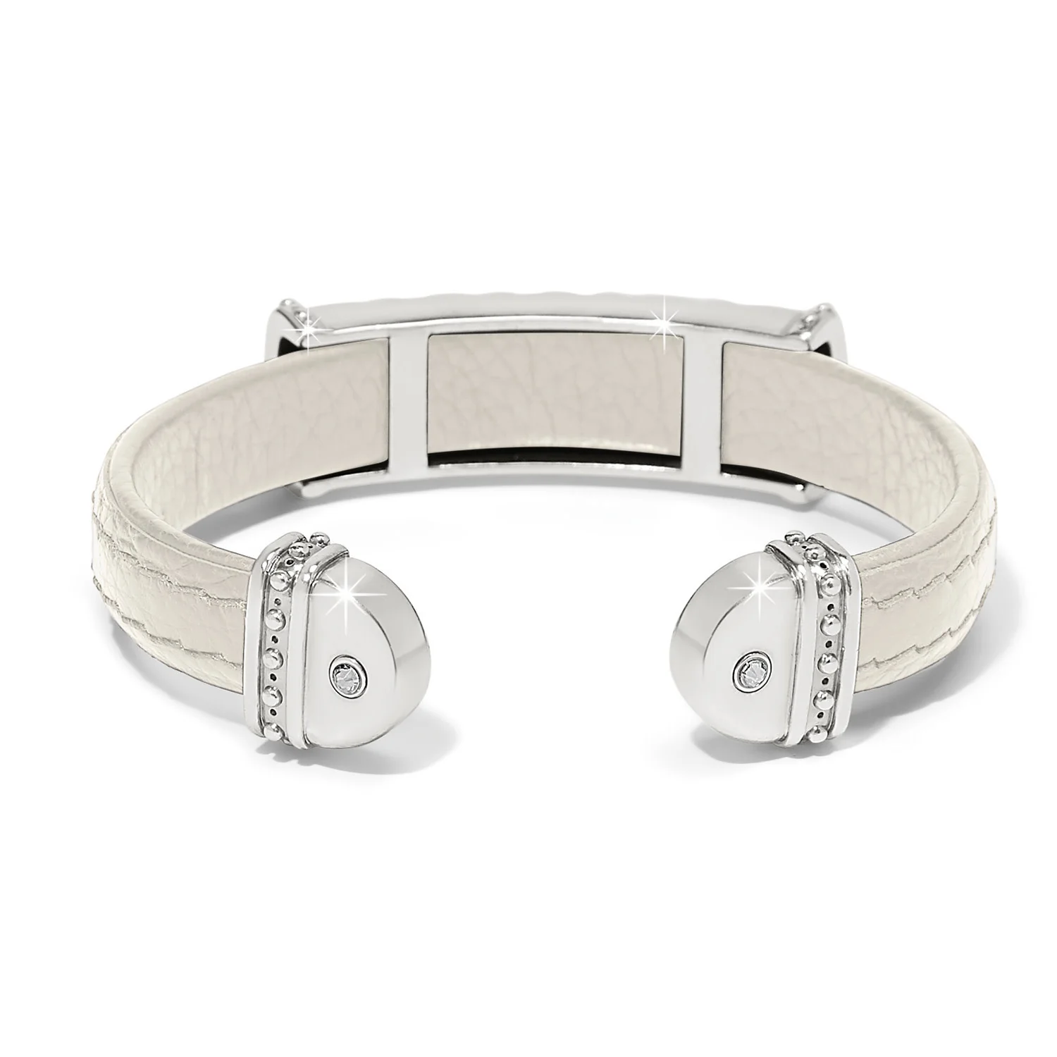 Mosaic Two Tone Leather Bar Cuff Bracelet - Image 2