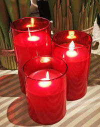 Moving Flame LED Glass Pillar - Sold Individually