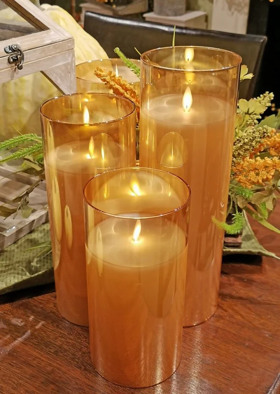 Moving Flame LED Glass Pillar - Sold Individually