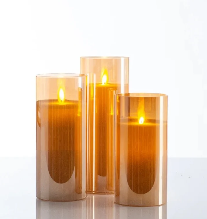 Moving Flame LED Glass Pillar - Sold Individually - Image 2