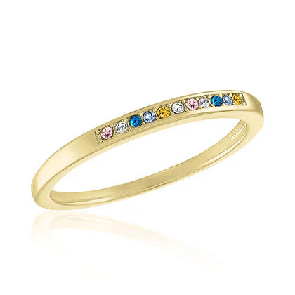 Multi-Color Inset CZ Gold Layers Rings - Image 2