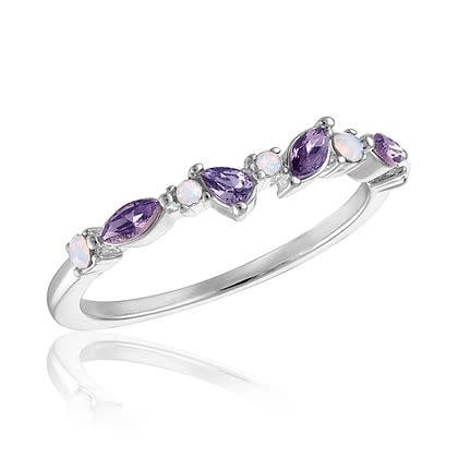 Multi Cut Lavender & Opal Stack Ring - Image 2