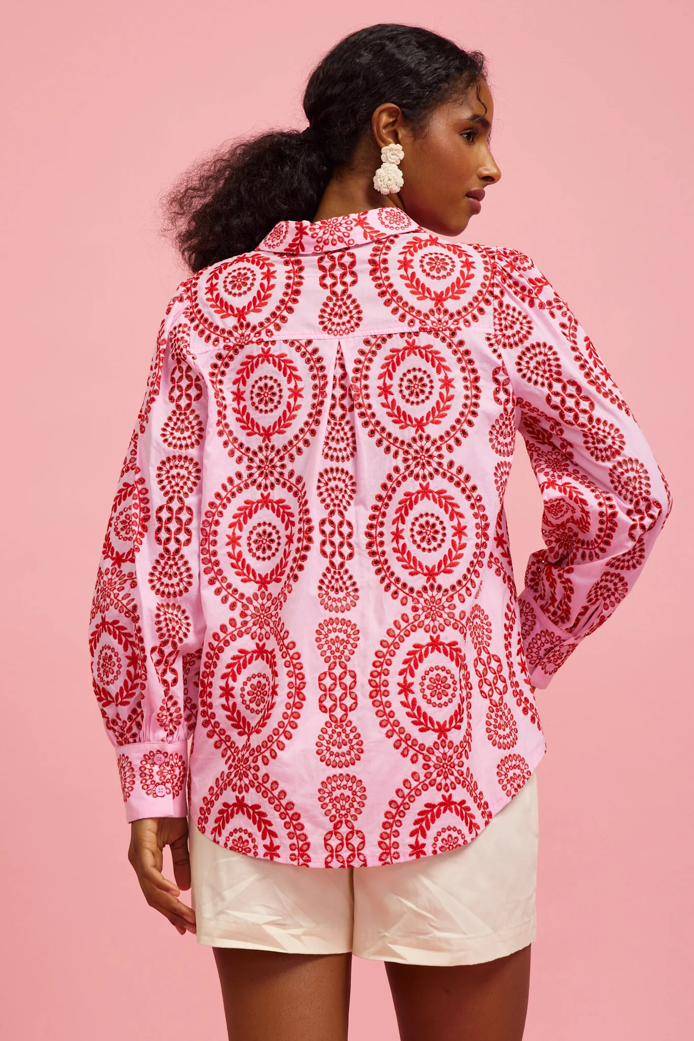 Naomi Eyelet Embroidered Long Sleeve Button Down Shirt - Image 2
