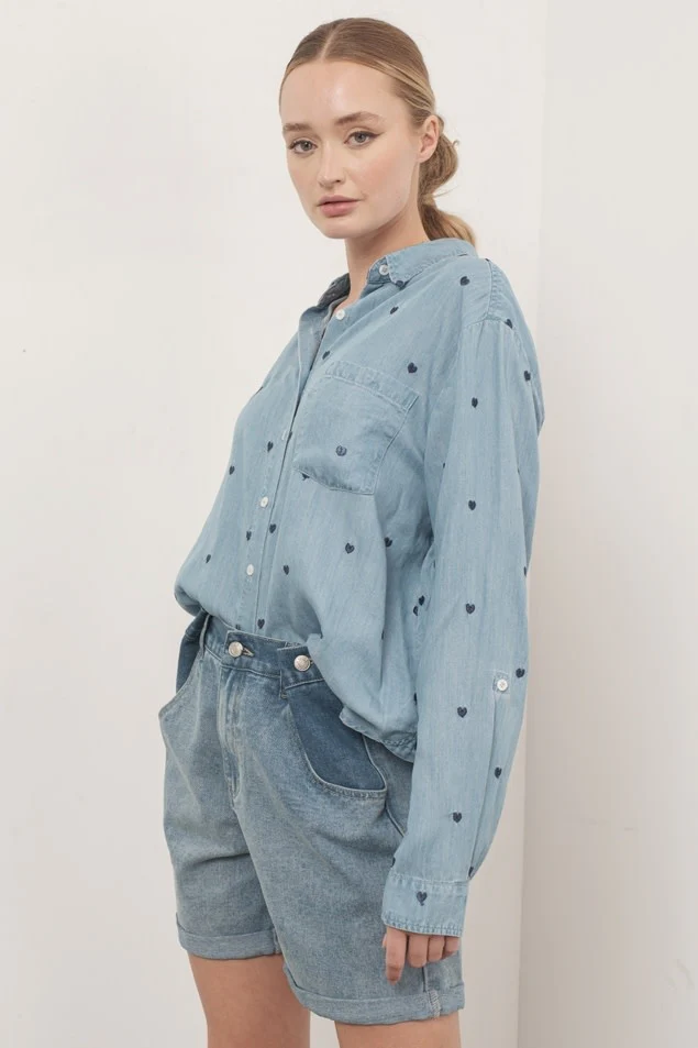 Naomi Oversized Chambray Heart Shirts - Image 2