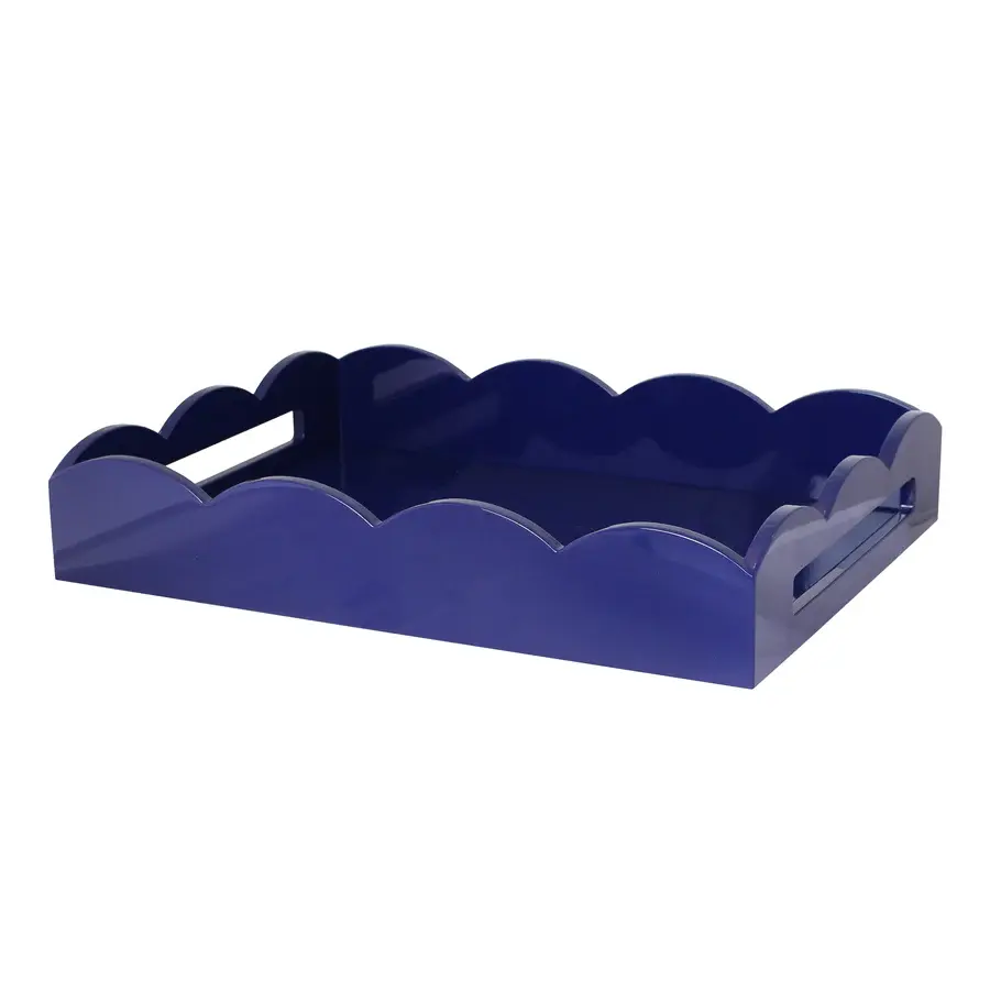 Navy Medium lacquered Scallop Serving Tray