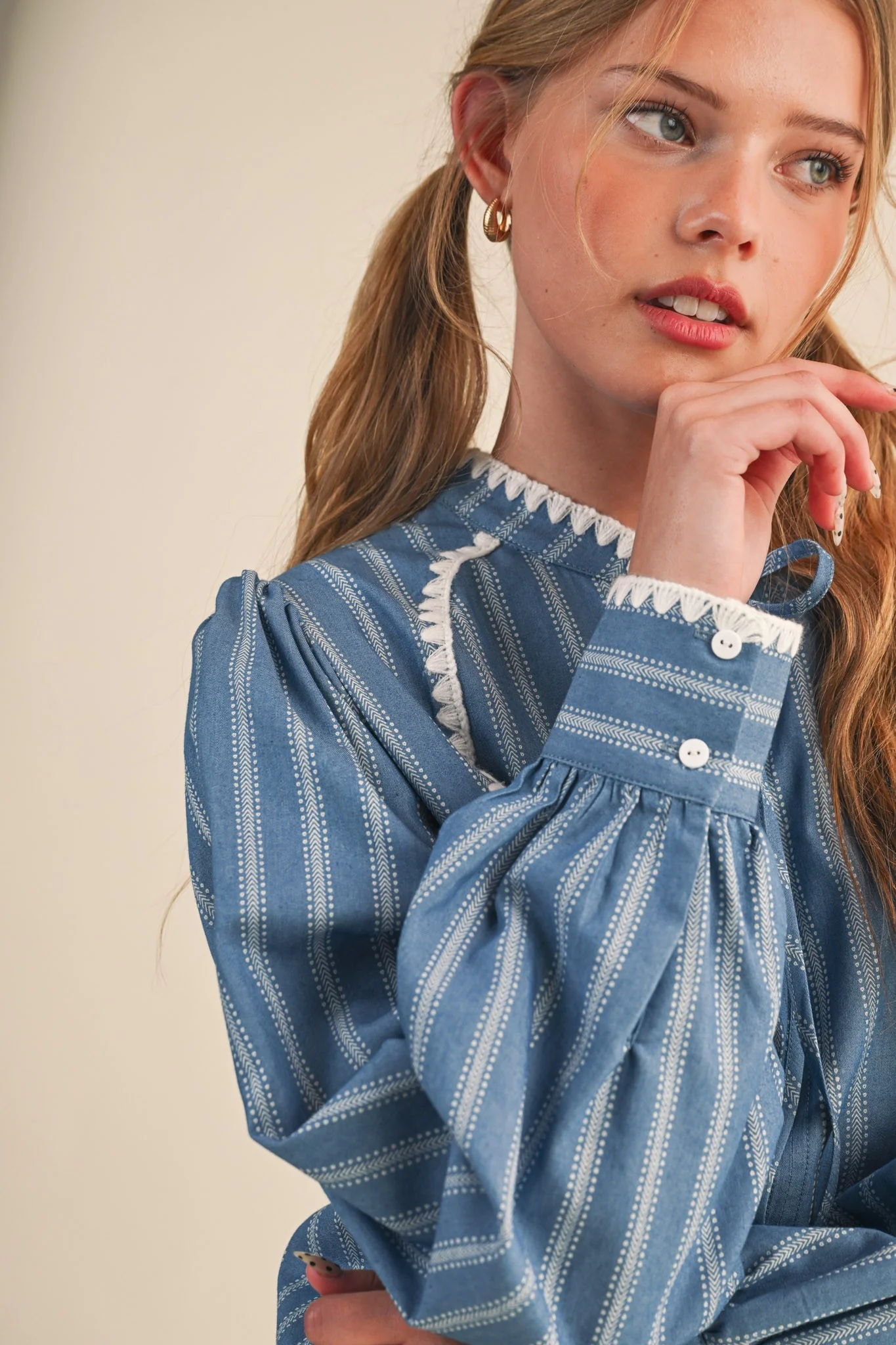 Nikka Striped Puff Sleeve Top - Image 3
