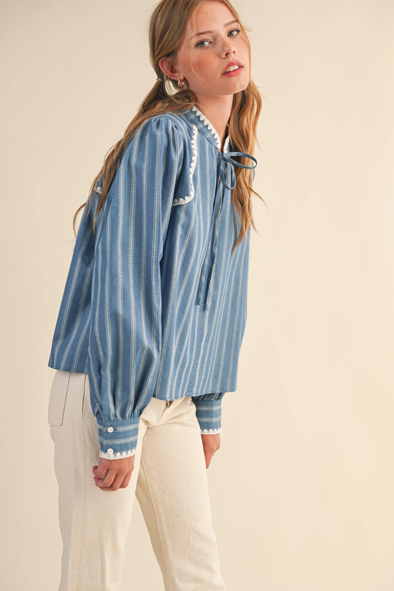 Nikka Striped Puff Sleeve Top - Image 4