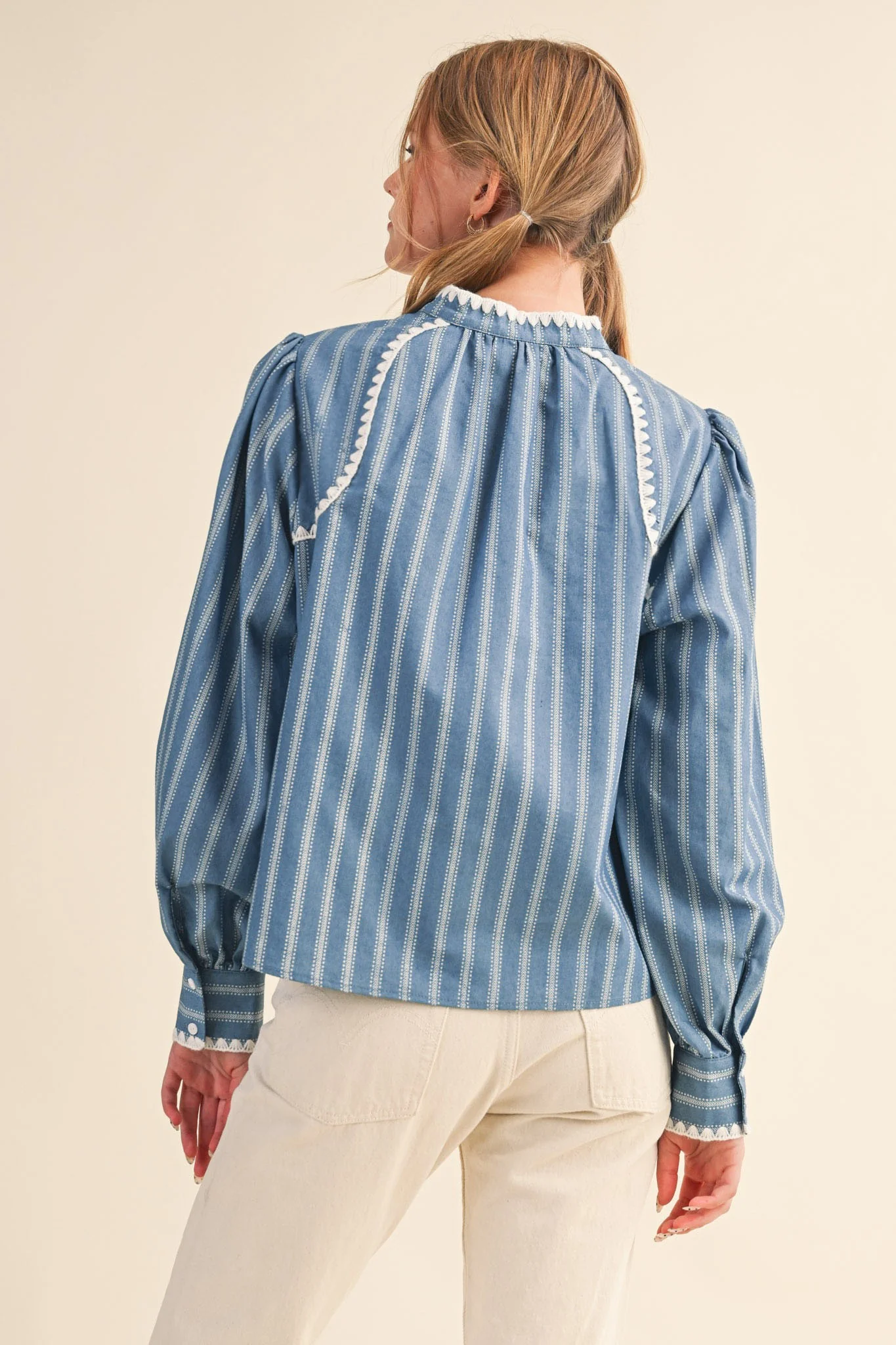 Nikka Striped Puff Sleeve Top - Image 5