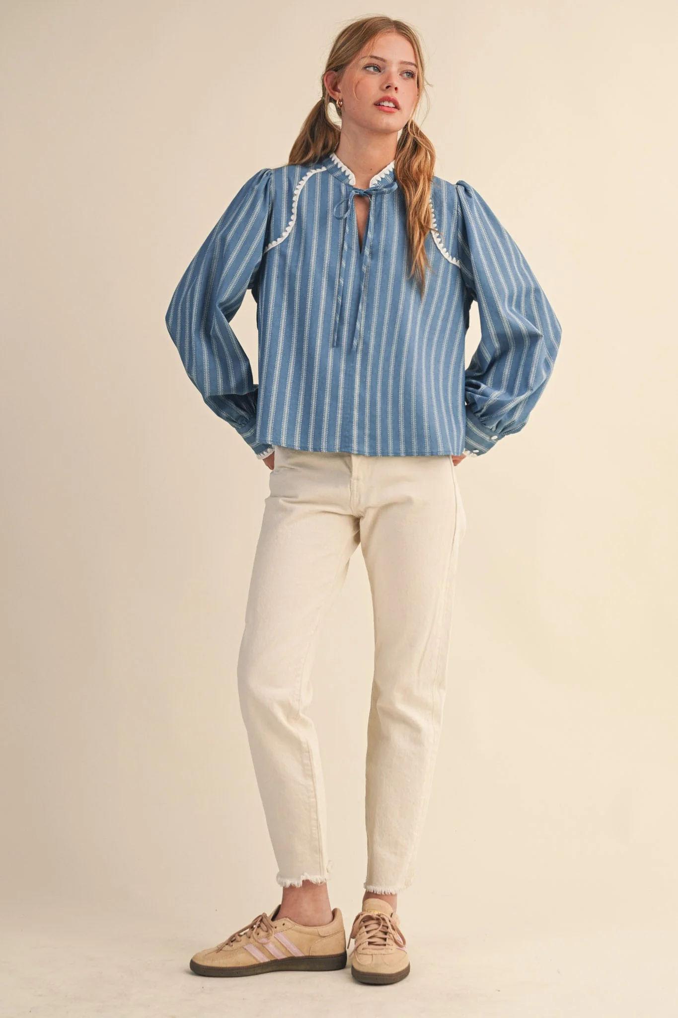 Nikka Striped Puff Sleeve Top - Image 8