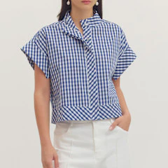 Noemi Gingham Print Cap Sleeve Top - Image 2