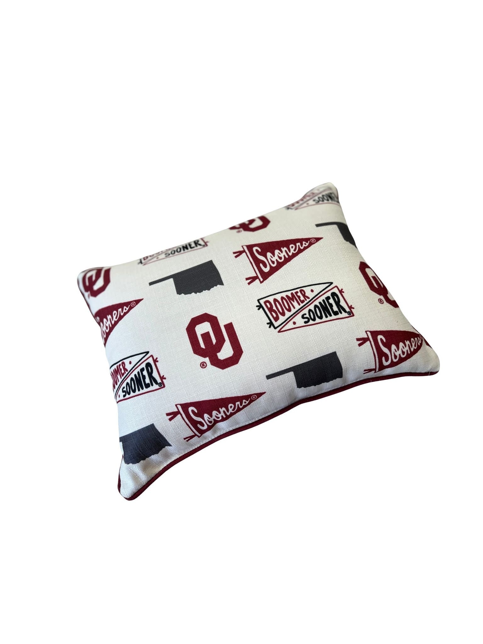 Oklahoma Collegiate Cluster Pillow + Piping + Back - Image 2