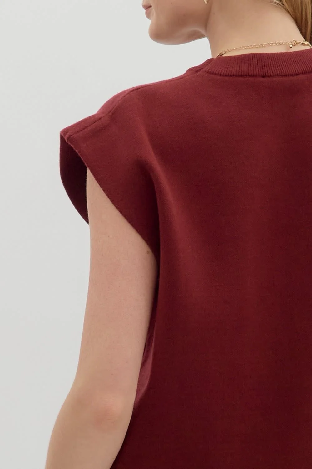 Olivia Solid Crewneck Sweater Knit Muscle Tee Top - Image 5