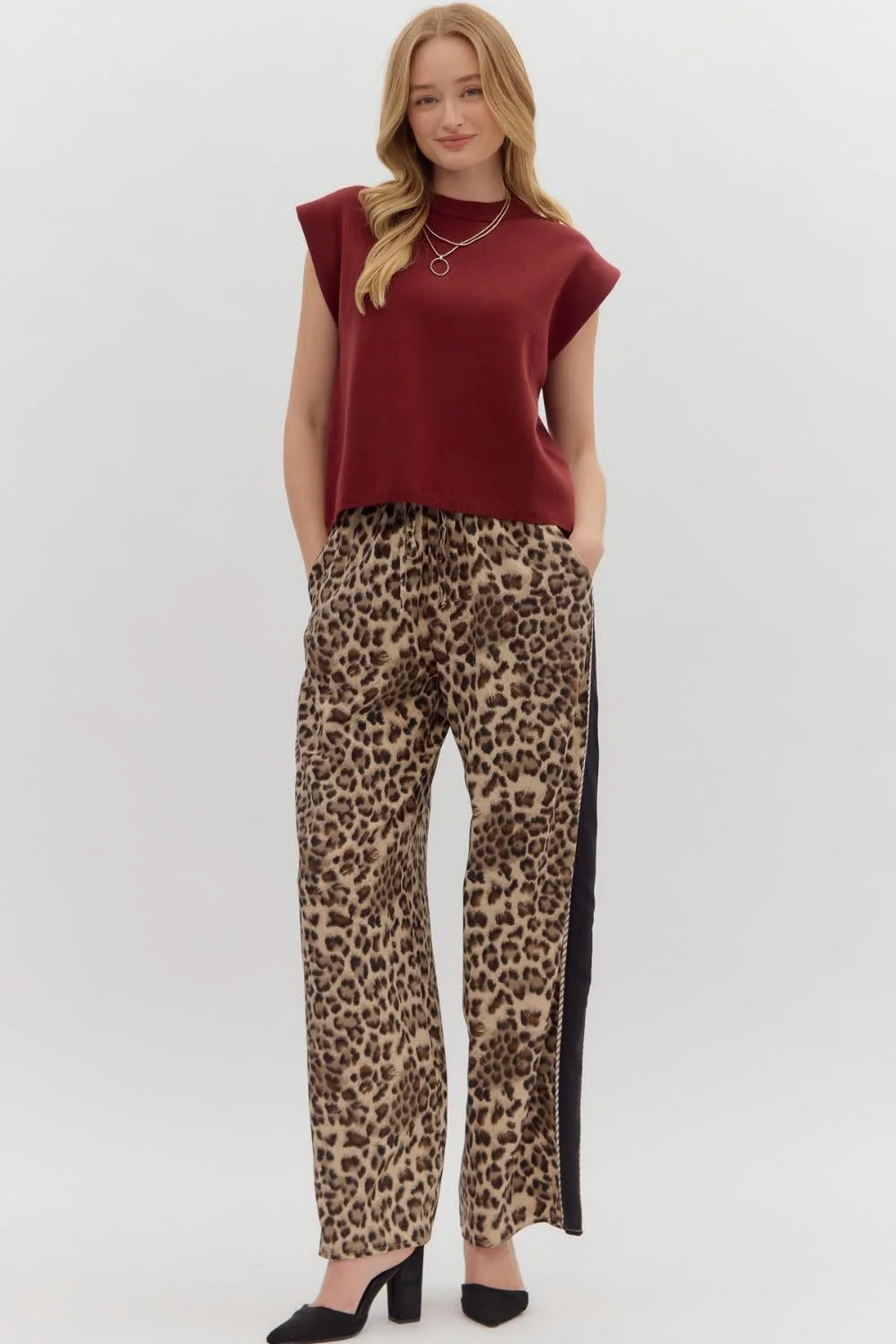 Olivia Solid Crewneck Sweater Knit Muscle Tee Top - Image 7