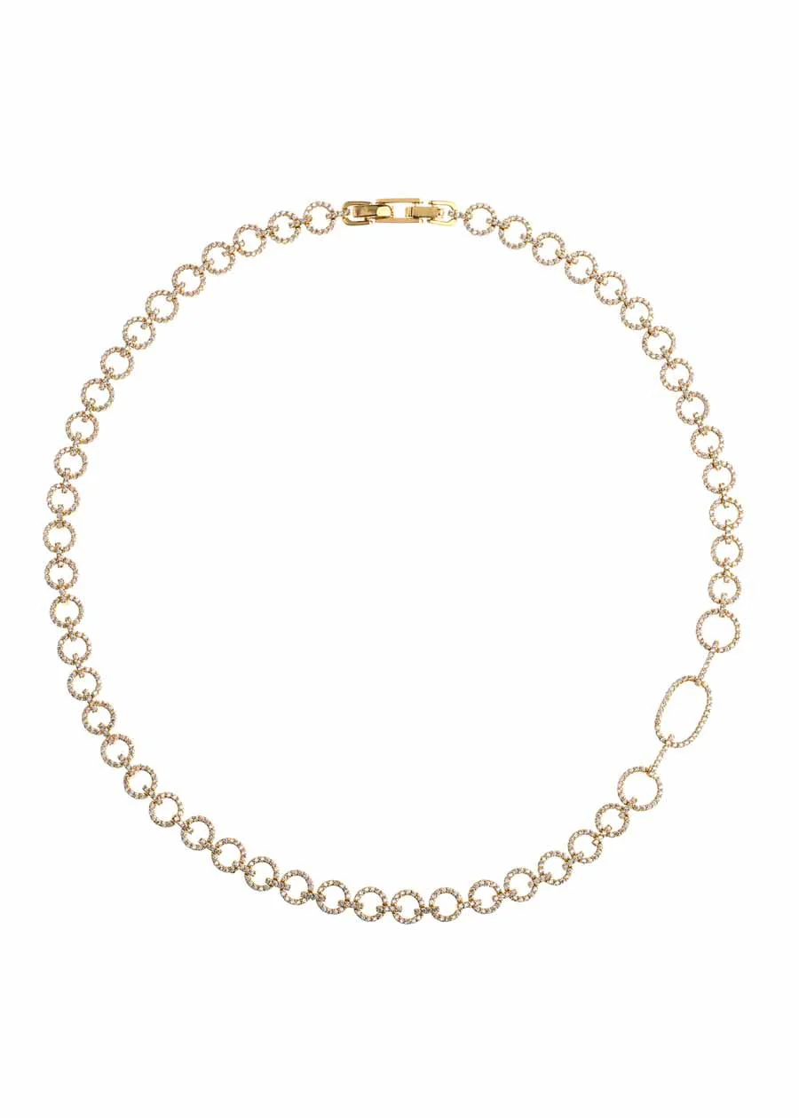 Open Circle Link Short Statement Necklace